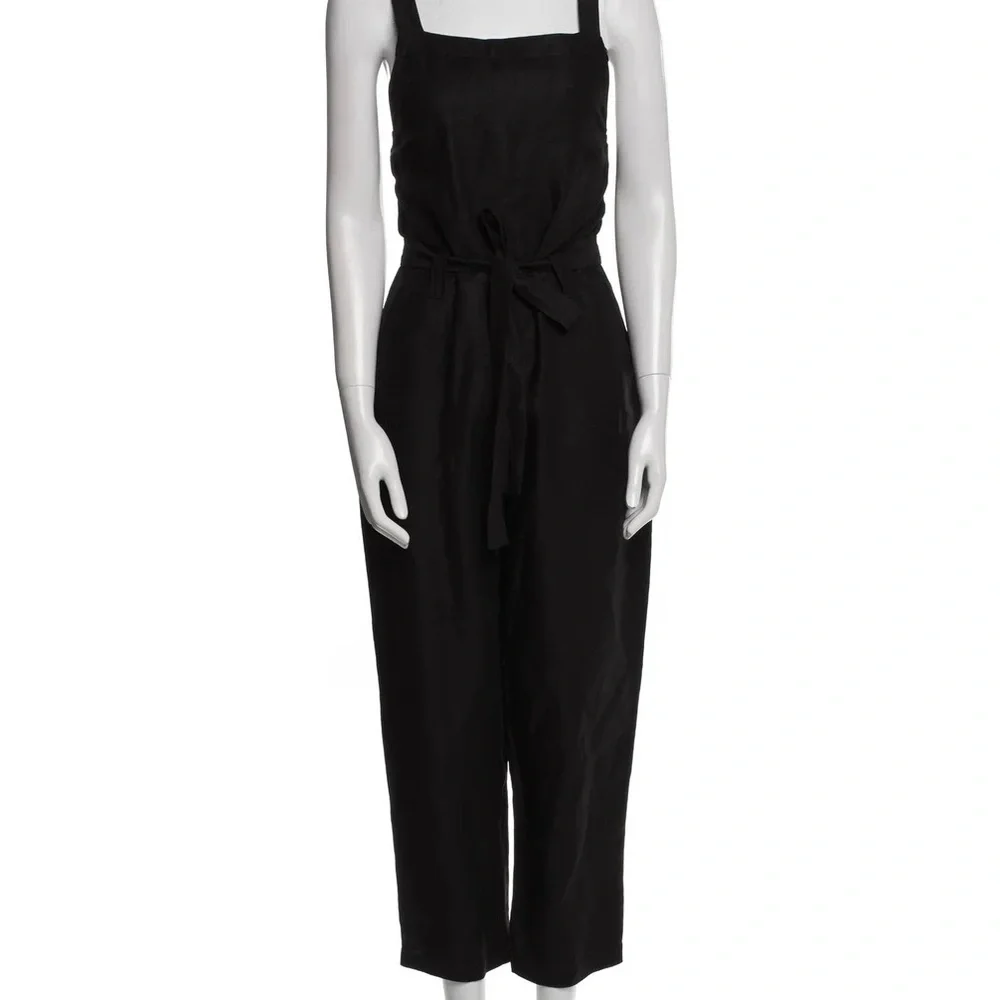 Reformation 100% Linen Birch Black Jumpsuit Romper Size XS